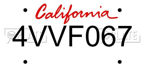 4VVF067 California License Plate