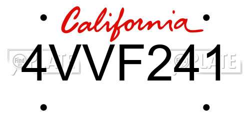 4VVF241 California License Plate
