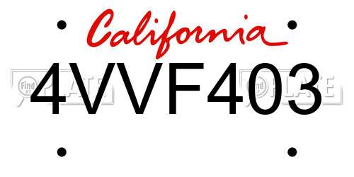 4VVF403 California License Plate