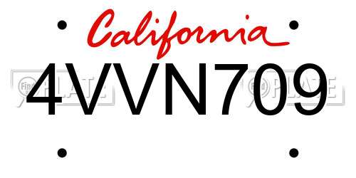 4VVN709 California License Plate