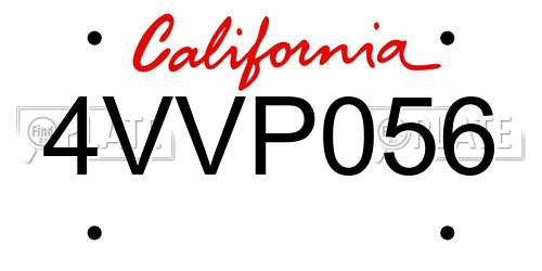 4VVP056 California License Plate
