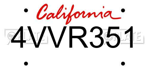 4VVR351 California License Plate