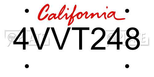 4VVT248 California License Plate
