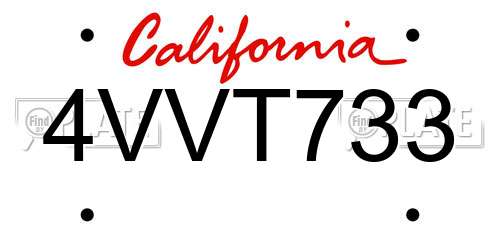 4VVT733 California License Plate
