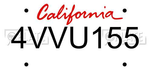 4VVU155 California License Plate