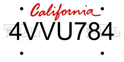 4VVU784 California License Plate