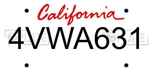 4VWA631 California License Plate