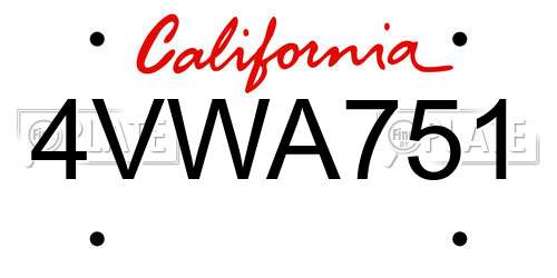 4VWA751 California License Plate