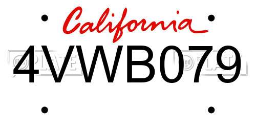 4VWB079 California License Plate