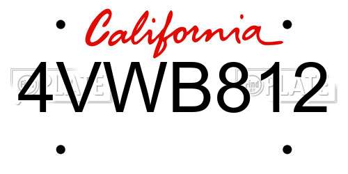 4VWB812 California License Plate