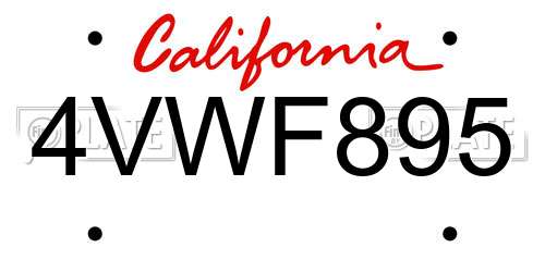 4VWF895 California License Plate