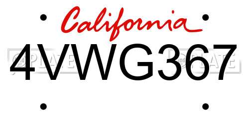 4VWG367 California License Plate
