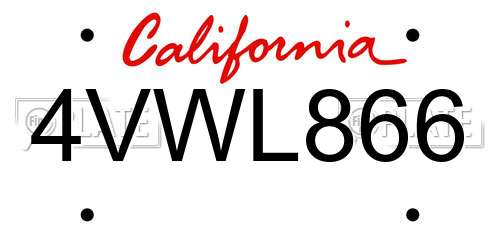 4VWL866 California License Plate