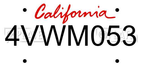 4VWM053 California License Plate