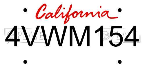 4VWM154 California License Plate