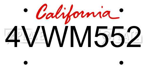 4VWM552 California License Plate