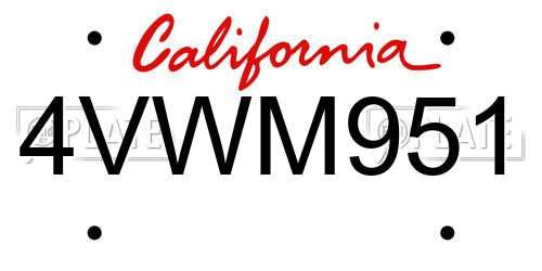 4VWM951 California License Plate