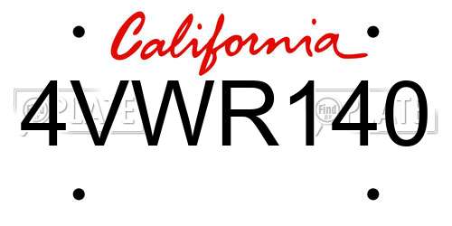 4VWR140 California License Plate
