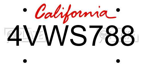 4VWS788 California License Plate