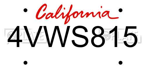 4VWS815 California License Plate