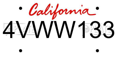 4VWW133 California License Plate