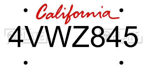 4VWZ845 California License Plate