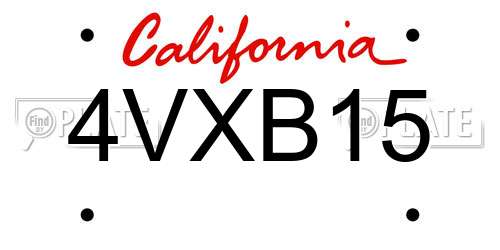 4VXB15 California License Plate