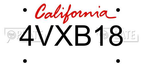 4VXB18 California License Plate