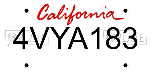 4VYA183 California License Plate