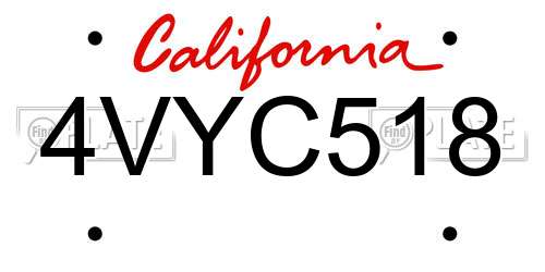 4VYC518 California License Plate