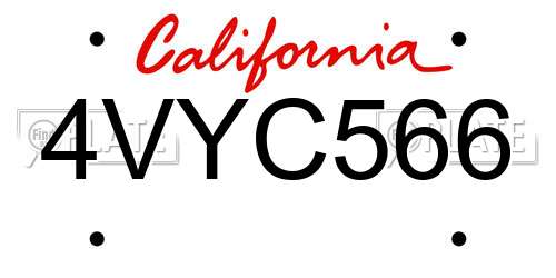 4VYC566 California License Plate