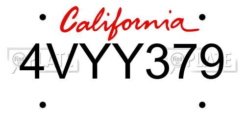 4VYY379 California License Plate