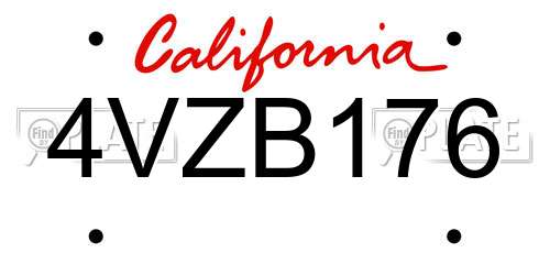 4VZB176 California License Plate