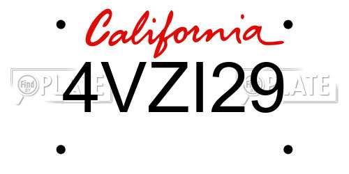 4VZI29 California License Plate