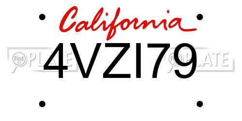 4VZI79 California License Plate