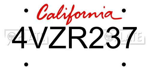4VZR237 California License Plate