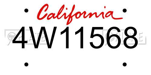 4W11568 California License Plate