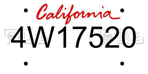 4W17520 California License Plate