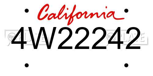 4W22242 California License Plate