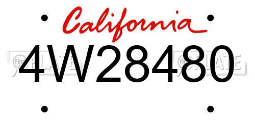 4W28480 California License Plate