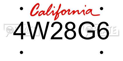 4W28G6 California License Plate