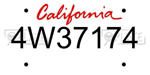 4W37174 California License Plate