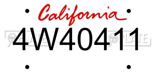 4W40411 California License Plate