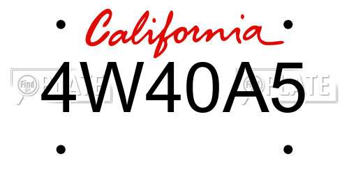 4W40A5 California License Plate