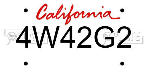 4W42G2 California License Plate
