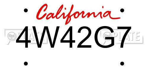 4W42G7 California License Plate