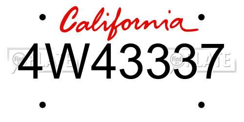 4W43337 California License Plate