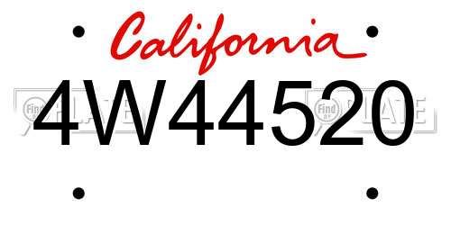 4W44520 California License Plate