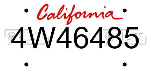 4W46485 California License Plate