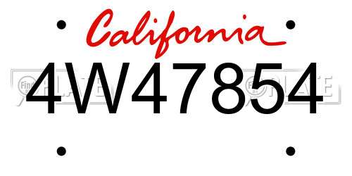 4W47854 California License Plate